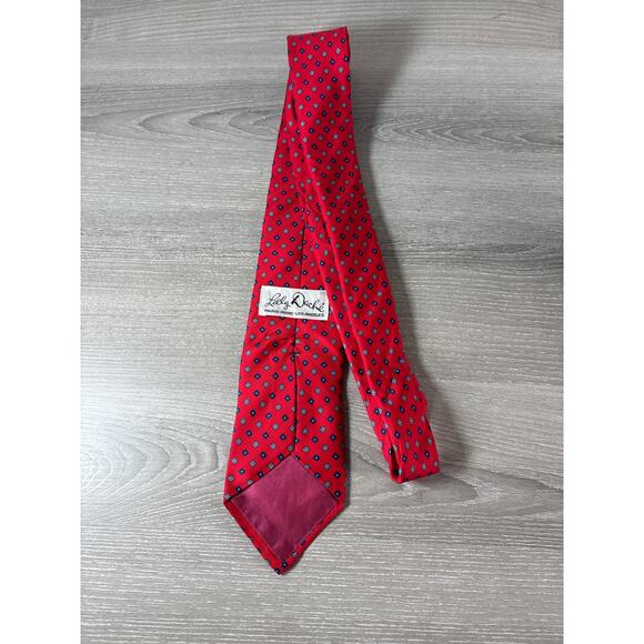 Lilly Dache - Paris Rome Los Angeles - Men’s Tie- Red W/ Multicolor Polka Dots - Picture 3 of 4